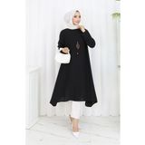 sefamerve Krep Kumaş Salaş Tunik 1011-01 Siyah