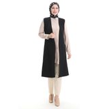 sefamerve Mevsimlik Uzun Basic Yelek Büyük Beden Anne Yelek 8747A-01 Siyah