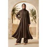 sefamerve Modern Tesettür Kombin Bambu ikili Takım 2298-02 Kahverengi