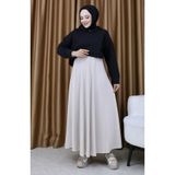 sefamerve Oysho Kumaş Etek 5578-08 Bej