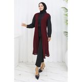 sefamerve Sade İnce Basic Uzun Yelek Kadın Yelek Büyük Beden Yelek 8763-02 Mürdüm