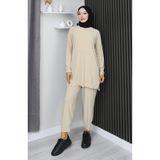 sefamerve Sandy Kumaş Tunik Pantolon İkili Takım 20061-03 Bej