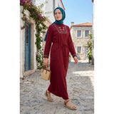 sefamerve Şile Uzun Kol Elbise 6550-03 Bordo