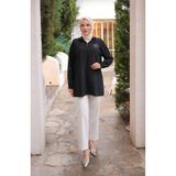 sefamerve Taş Detaylı Fermuarlı Tunik 71245-04 Siyah