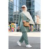 sefamerve Taş İşlemeli Tunik Pantolon İkili Takım 0230-05 Çağla Yeşil