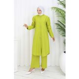 sefamerve Taşlı Tunik Pantolon İkili Takım 2090-04 Yağ Yeşili