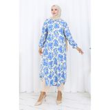 sefamerve Viskon Kumaş Boydan Düğmeli Uzun Tunik 0174-01 Saks