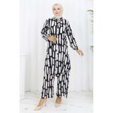 sefamerve Viskon Kumaş Tunik Pantolon İkili Takım 0131-01 Siyah Beyaz