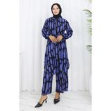 sefamerve Viskon Kumaş Tunik Pantolon İkili Takım 0131-02 Patlıcan Renk