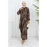 sefamerve Viskon Kumaş Tunik Pantolon İkili Takım 0132-01 Kahverengi