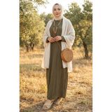 sefamerve Yarasa Kol Bürümcük Elbise 2000-01 Haki