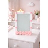SefDen Lazer Kesim Atölyesi Ponpon ve Çiçek Detaylı Bebek Odası Çerçeve 15x21 cm El Yapımı Fotoğraf Çerçevesi