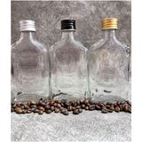 Şeffaf 200 ml Soğuk Kahve Şişesi, 6'lı Set, Sızdırmaz Kapak, Siyah Plastik, Şeffaf Cam - Altın