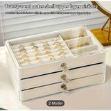Şeffaf 3 Çekmeceli Takı Kutusu, Düzenleyici, Organizatör, 13X23X10 Cm, Turuncu - Altın