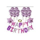 Şeffaf Balonlu Happy Birthday Folyo Balon Set, Çok Renkli1