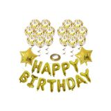 Şeffaf Balonlu Happy Birthday Folyo Balon Set, Sarı