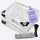 Şeffaf branda, halkalı güçlendirme, 420 g/m², 2 x 4,2 m, su geçirmez, PVC malzeme, hava şartlarına dayanıklı branda, yağmurdan korunmak için, sera, bahçe mobilyaları için