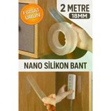 Şeffaf Çift Taraflı Nano Bant 2 Metre 18mm İz Bırakmaz, Süper Güçlü Yapışkan, Çok Amaçlı Montaj Band