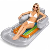 Şeffaf Deniz Yatağı, Bardak Koyma Hazneli Sırt Dayamalı Ergonomik Şişme Havuz Yatağı, 161 cm Geniş Konforlu Tasarım, UV Dayanıklı 3 Katmanlı PVC Deniz Havuz Göl ve Irmak İçin Deniz Yatağı