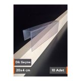 Şeffaf Etiket 10 ad PVC Etiketlik Dik Geçme Ahşap Raf 20x4 cm isimlik Etiket Cebi Dik Takma 2 cm Kalınlık