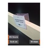 Şeffaf Etiket 10 ad PVC Etiketlik Dik Geçme Ahşap Raf 5x4 cm isimlik Etiket Cebi Dik Takma 2 cm Kalınlık