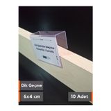 Şeffaf Etiket 10 ad PVC Etiketlik Dik Geçme Ahşap Raf 6x4 cm isimlik Etiket Cebi Dik Takma 2 cm Kalınlık