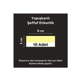 Şeffaf Etiket 10 ad PVC Etiketlik Yapışkanlı 8x3 cm Raf Etiket Cebi Yapışkanlı Şeffaf Ürün Etiketliği İsimlik