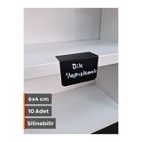 Şeffaf Etiket 10 Ad PVC Karatahta Siyah Ürün Etiket 6x4 cm Yapışkanlı Raf Fiyat Etiketi Dik Yapışan isimlik