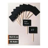 Şeffaf Etiket 10 Ad Saplama Etiket A7 Silinebilir Siyah Çubuklu (10X7,5 CM) Karatahta Dekoratif Vitrin Raf Etiketi