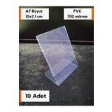 Şeffaf Etiket 10 Adet Pvc Etiketlik A7 Ayaklı Açılı Dik Boyut 10x7,5 Cm Stand Etiketlik Isimlik Ürün Bilgilendirme