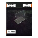 Şeffaf Etiket 10 Adet Pvc Etiketlik Ayaklı Arkaya Açılı 4x4,5 Cm, Mini Etiketlik Şeffaf Pvc Stand Kart Tutucu