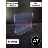 Şeffaf Etiket 10 Adet Pvc Etiketlik Isimlik Broşürlük Menülük Şeffaf Föylük Ürün Etiketliği Ürün Tanıtım Standı 10 x 7 5 cm A7 Boyutu - Yatay Çift Yön
