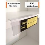 Şeffaf Etiket 10 Adet Pvc Etiketlik Raf Önü Dik Yapışkanlı 10 x 4 cm Vitrin Etiketliği Raf Önü Etiketlik