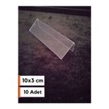 Şeffaf Etiket 10 Adet PVC Etiketlik Ürün Önü İsimlik 10x3 cm Açılı Ürün Tanıtım Fiyat Etiketlik Kart Tutucu Stand