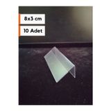 Şeffaf Etiket 10 Adet PVC Etiketlik Ürün Önü İsimlik 8x3 cm Açılı Ürün Tanıtım Fiyat Etiketlik Kart Tutucu Stand