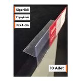 Şeffaf Etiket 10 Adet PVC Etiketlik Yapışkanlı 10x4 cm Raf Önü Etiketlik Fiyat Etiketliği Ürün Etiket Dik Siperli