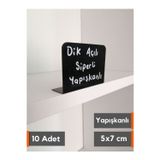 Şeffaf Etiket 10 Adet PVC Karatahta Siyah Ürün Etiket 5x7 cm Yapışkanlı Raf Fiyat Etiketi Siperli isimlik