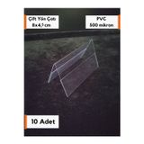 Şeffaf Etiket 10 Adet PVC Şeffaf Etiketlik Çatı Tipi 8x4,5 cm Çift Yönlü Fiyat Etiketliği Ürün Etiketliği Görsel