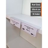 Şeffaf Etiket 10 Adet Pvc Şeffaf Etiketlik Isimlik Yapışkanlı Cep L Etiketlik Dik Açılı Raf Etiketliği Plastik Ürün Etiket Cebi Pvc Kart Koruyucu Cep - Raf Üstü - 20x4 cm