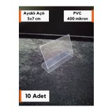 Şeffaf Etiket 10 Adet PVC Şeffaf Etiketlik PVC Etiketlik, Etiket Cebi Ürün Fiyat Etiketliği 5x7 cm Ayaklı Açılı