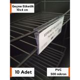 Şeffaf Etiket 10 adet Pvc Şeffaf Etiketlik Tele Cama Geçme Asma Takılabilir Ürün Raf Etiketlik Cebi Depolar Tel Raflar Sallanan Asılan Takılan Etiketlik - 10x4 cm