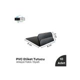 Şeffaf Etiket 10 Adet Pvc Siyah Etiketlik Stand Arkaya Yatık, Etiket Tutucu Aparat Kağıt Tutucu, Vitrin Etiketlik