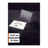Şeffaf Etiket 10 Adet Şeffaf Etiketlik PVC Stand isimlik 6x4 cm Kartvizitlik Ayaklı Ürün Fiyat Etiketi Kartlık