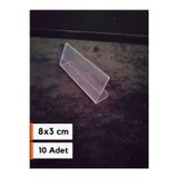 Şeffaf Etiket 10 Adet Şeffaf Etiketlik PVC Stand isimlik 8x3 cm Kartvizitlik Ayaklı Ürün Fiyat Etiketi Kartlık