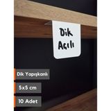 Şeffaf Etiket 10 Adet Silinebilir Beyaz Etiket Dekoratif Etiket isimlik Dik Açılı Yapışkanlı Raf Etiketi Beyaz PVC isim Panosu Vitrin Etiketi Kafe Tatlı Etiketi Parlak Beyaz Etiket Ürün Etiketi - Raf Altı - 5x5 cm