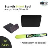 Şeffaf Etiket 10 Adet Silinebilir Karatahta Etiket Seti 1 Adet - Sarı Kalem