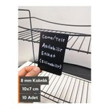 Şeffaf Etiket 10 Adet Silinebilir Karatahta Siyah Etiket 10x7 cm Tel Raflar 8 mm Kalınlık için Asma Geçme Takma