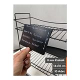 Şeffaf Etiket 10 Adet Silinebilir Karatahta Siyah Etiket 14x10 cm Tel Raflar 8 mm Kalınlık için Asma Geçme Takma