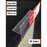 Şeffaf Etiket 10 adet Yapışkanlı Pvc Etiketlik Dik Sipelikli Raf Önleri Etiketliği Vitrin Etiket Cebi 10x4 cm Şeffaf Etiket Cebi Raf Etiketliği Yapışkanlı Etiketlik - 10x4 Dik Siperli