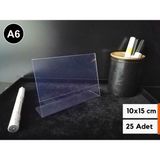 Şeffaf Etiket 25 Adet Pvc Etiketlik Menülük Broşürlük 10 x 15 cm Halı Mobilya Ürün Etiketliği A6 Masaüstü Föylük
